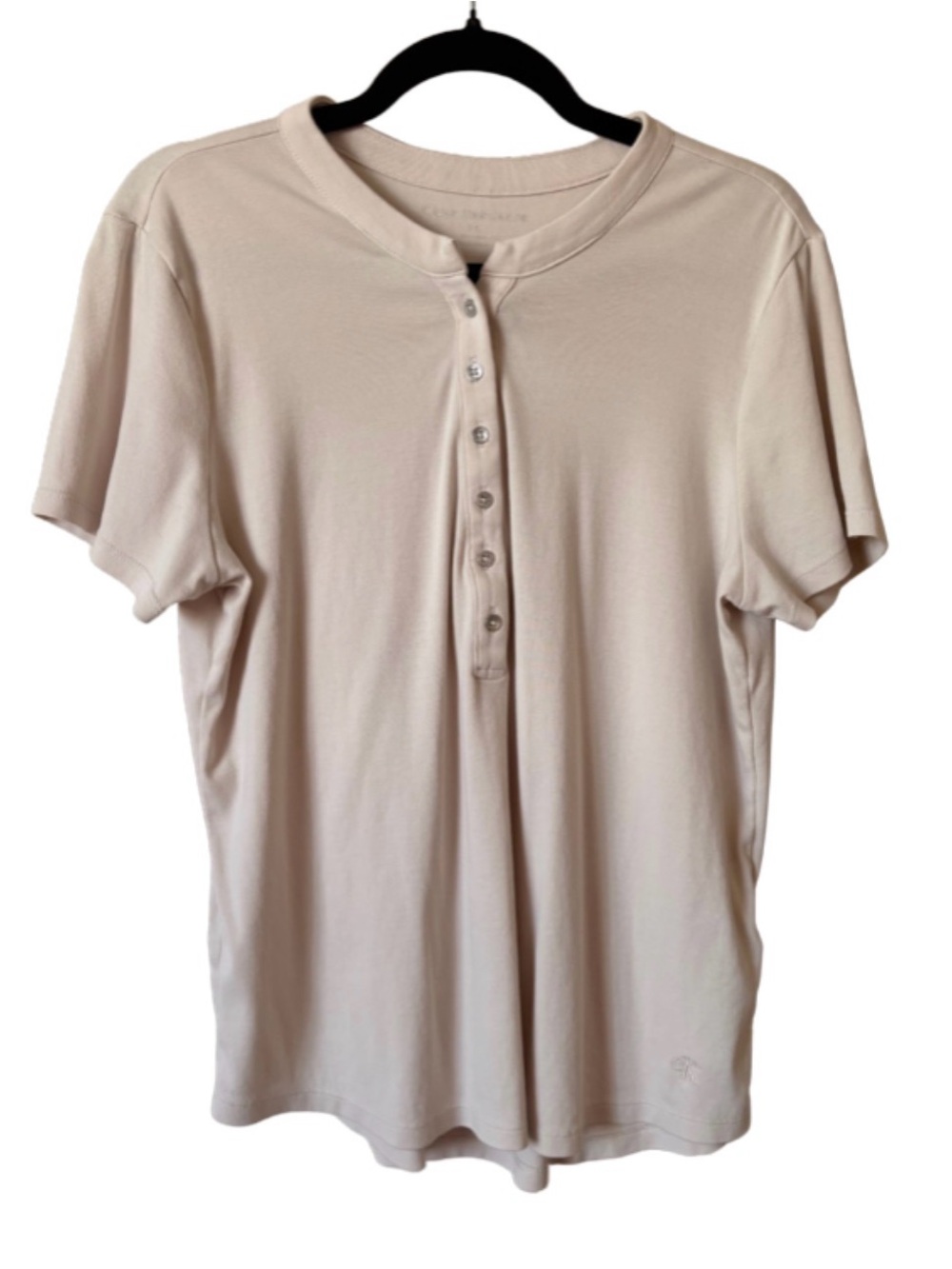CALVIN KLEIN Women’s Short Sleeve Henley Shirt in Light Beige